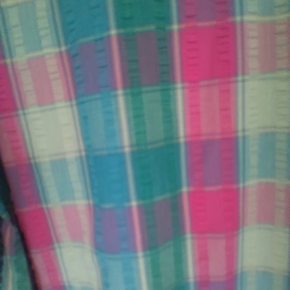 Women's Madras Plaid Midi House Dress Size Large Seersucker Preppy - Picture 5 of 5